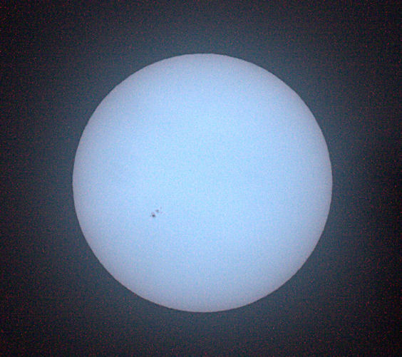 My first attempt at solar imaging, using Baader 5.0 Solar film and the GT81. The exposure is 1/1600th second.
