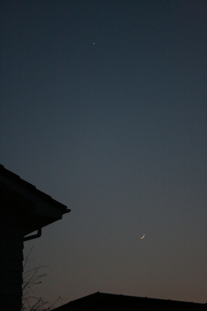 The Moon and Venus at dusk.